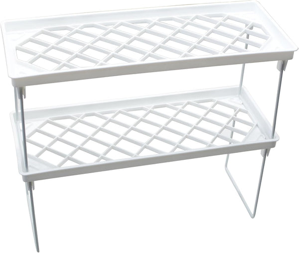 YIKANGHENG Kitchen and Bedroom Storage Rack, 2 Pack 13.8 Inch x 5.5 Inch White Glass Shelf for Cups and More