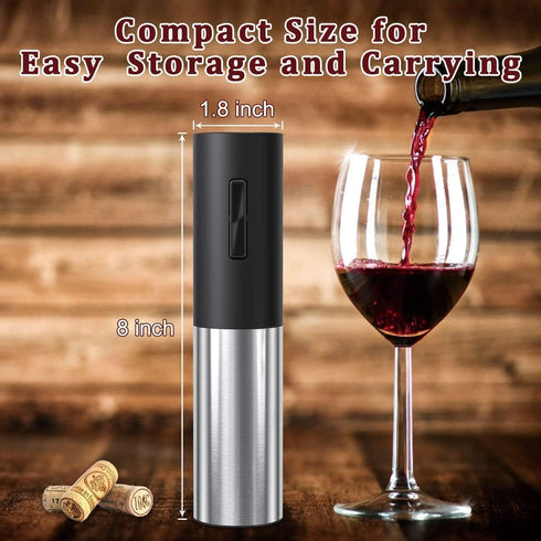 DTB Electric Wine Bottle Opener, Rechargeable Automatic Wine Opener with Foil Cutter, Stainless Steel (Battery Type)