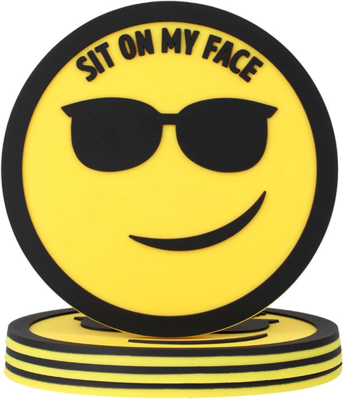 4 Pcs Sit On My Face Funny Coasters for Drinks, Drink Coasters