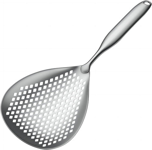 Large Stainless Steel Strainer - Food Grade Filter Spoon with Comfort Handle for Kitchen Cooking, Frying, Pasta