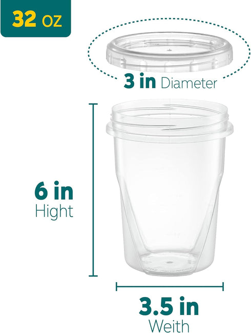 ELEGANT DISPOSABLES 32 oz Plastic Food Storage Containers, Reusable Leak Proof Pack of 12