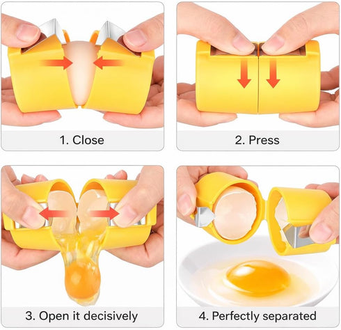 3 PCs Egg Shell Opener Egg Separator for Raw Eggs, Upgraded Stainless Steel Egg Cutter Egg Cracker Tool for Raw