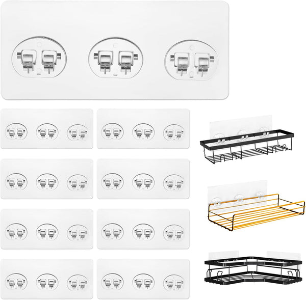 KaiwayInno 8 Pack Shower Caddy Adhesive Replacement, Strong Shower Shelf Adhesive Hooks for
