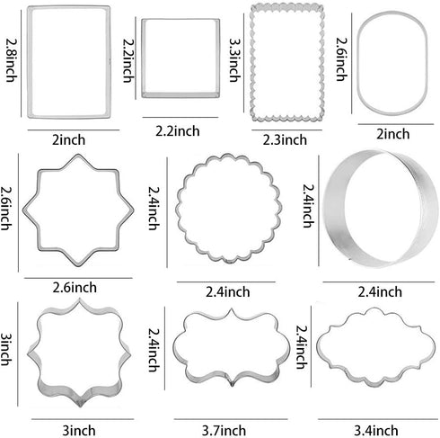 10 PCS Cookie Cutters Set, Plaque Frame Fondant Tiles Biscuit Cutter Molds for Cookie Fruit Shapes