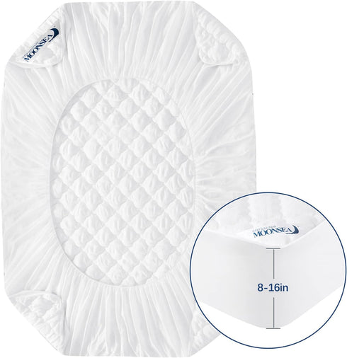 16 Inch Full Size Air Mattress Pad Cover, Quilted Mattress Protector, Super Soft Breathable and Noiseless Down