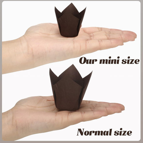 Funtery 600 Pcs Mini Size Tulip Cupcake Liners, Non Stick Baking Cups, Grease Resistant Muffin Cups for Parties