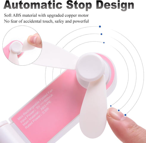 Personal Handheld Fan | Mini Portable USB Rechargeable Pocket Fan for Outdoor Travel (Pink)