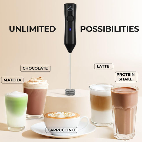 3 3 500 Zulay Kitchen Rechargeable Milk Frother - Dynamic - Speeds, Whisk Attachments, mAh USB Charging, Drink Mixer