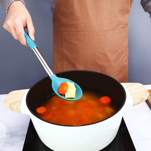 Pack of 2 Large Silicone Slotted Spoon - Kitchen Skimmer with High Heat Resistant BPA Free Non Stick Cooking Ladle