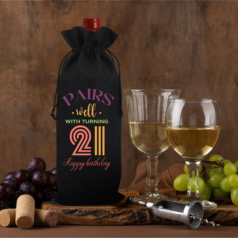Cool 21st Birthday Gifts Wine Bag for Her Him, 21 Year Old Birthday Gifts for Women Men, Happy Anniversary 21st