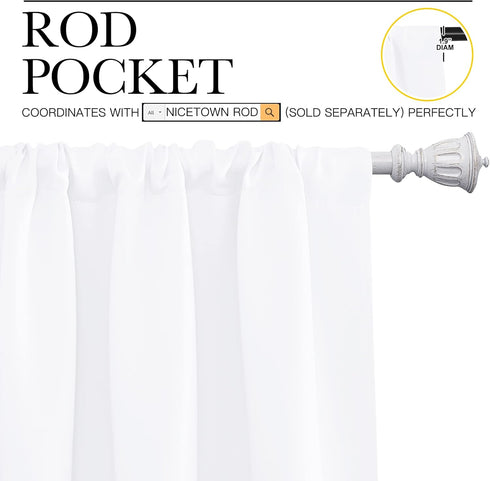 NICETOWN White Curtains for Kitchen Window, Light Filtering Curtains & Drapes for Small Window (34 in x 45 in, 1 Pair)
