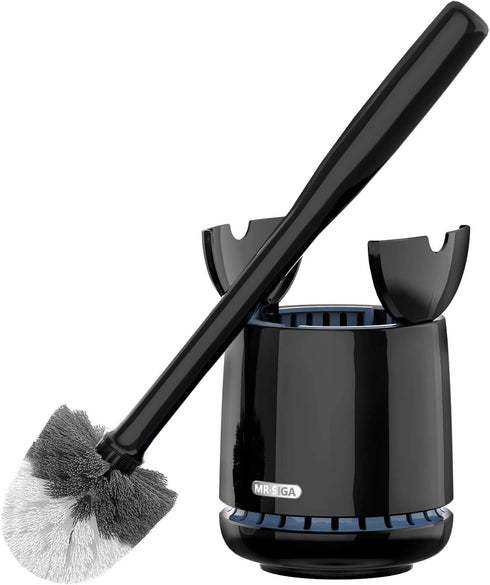 MR.SIGA Toilet Bowl Brush and Holder, Premium Quality Black, Durable Bristles with Solid Handle, 1 Pack