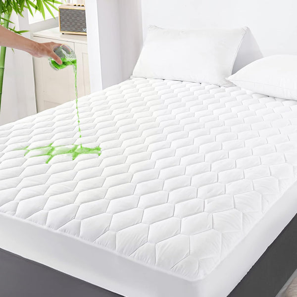 GRT Queen Mattress Protector Waterproof, Rayon from Bamboo, Cooling Quilted Fitted Mattress