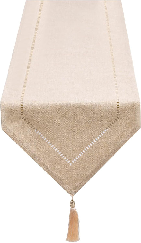 LLCUTESHOP Table Runner Linen Beige 12 x 59 Inch, Tablerunner Linen Look Solid