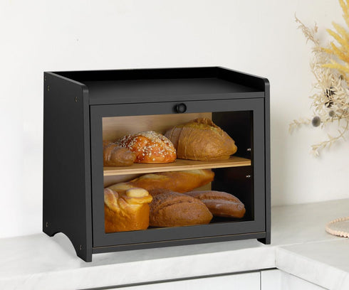 Natree Bamboo Bread Box for Kitchen Countertop, Large Bread Storage Container Bin 2
