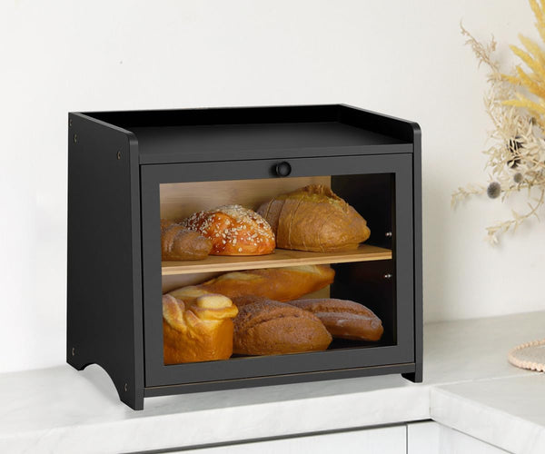 Natree Bamboo Bread Box for Kitchen Countertop, Large Bread Storage Container Bin 2