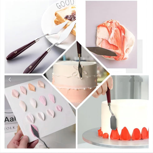 Cake Cream Spatula 5 Pieces, Stainless Steel Cake Apatula with Frosting Icing Decorating Knife