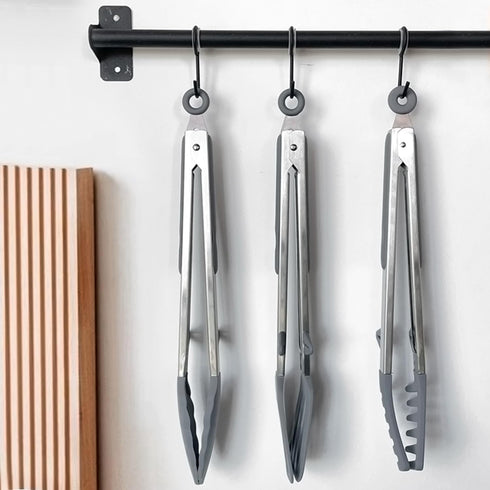 Tongs for Cooking, 12" Kitchen Tongs with Silicone Tips - Food Grade Serving Tongs Set of 3, Grey