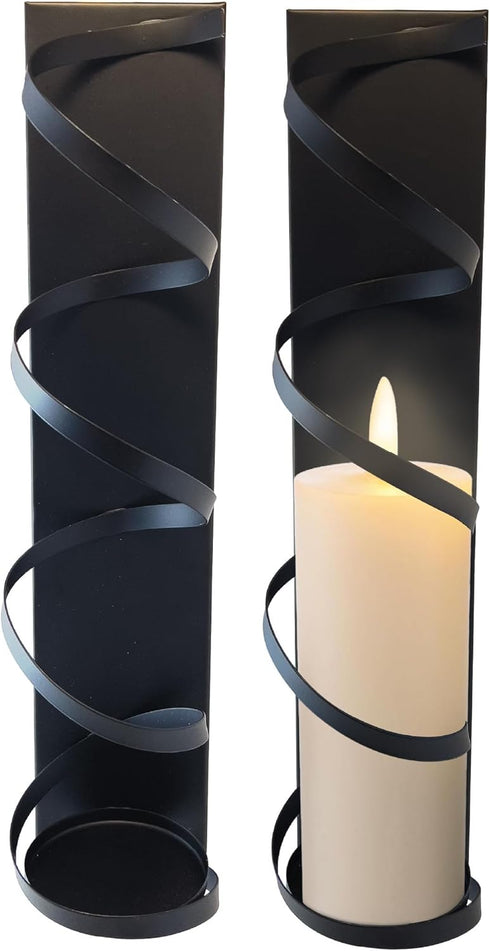 Set 2. 3" Lily's Home Metal Spiral Wall Candle Sconces of Elegant Wall Decorations for Living Room, Bedroom, Hallways