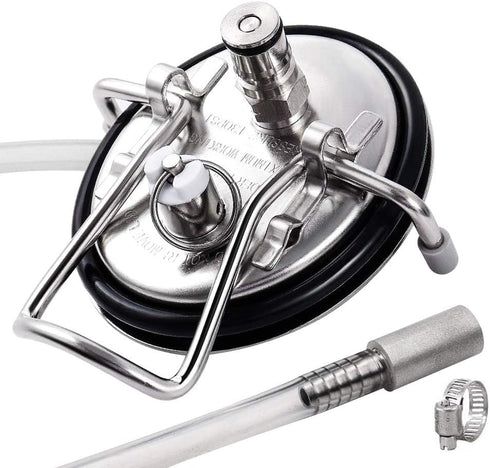 FERRODAY Carbonation Keg Lid for Corny Keg - Stainless Steel 304 with 20" Tube Diffusion Stone