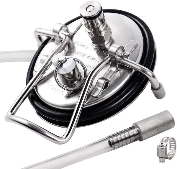 FERRODAY Carbonation Keg Lid for Corny Keg - Stainless Steel 304 with 20" Tube Diffusion Stone