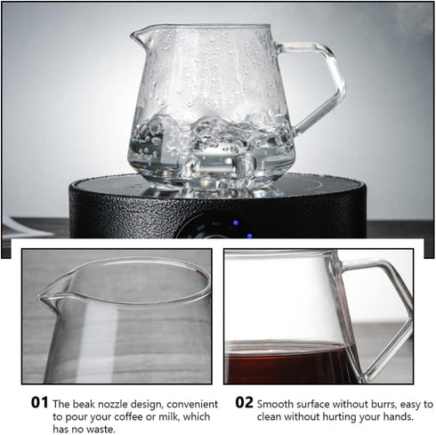 LIFKOME Espresso Machine Glass Coffee Server 650ml, Turkish Coffee Pot Small Glass Manual Pour Over Coffee Beaker