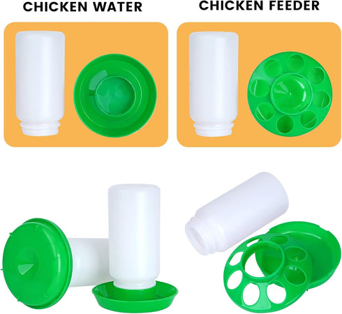 Set 1L Chicken Feeder and Waterer no Waste Chick Feeder and Waterer Kit Chicken Water Feeder Poultry Waterer Baby Chick