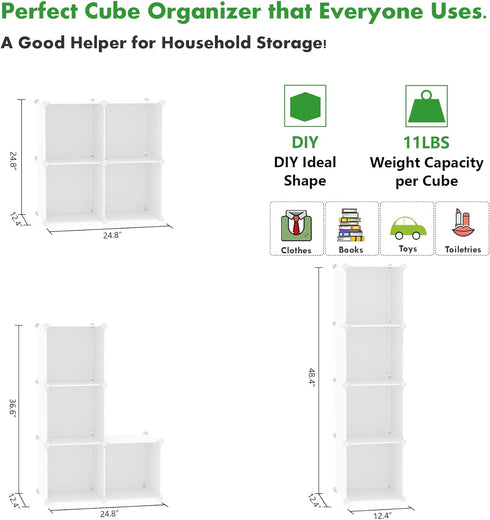 4-Cube Closet 24.8" 12.4" 24.8" UPCS04M C&AHOME Cube Storage Organizer, Shelves Units, Cabinet, DIY Plastic Modular