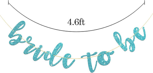 Bride to Be Banner, Blue Glitter, for Bridal Shower, Engaged, Wedding, Hen Night Bachelorette Party Decorations