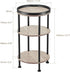 Small Round Side Table for Small Spaces - 3-Tier Modern Accent Table, Slim End Table for Living Room, Bedroom (Oak)