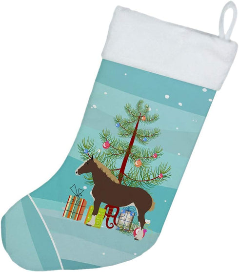 Caroline's Treasures BB9273CS Percheron Horse Christmas Stocking - Teal Fireplace Hanging Stockings Holiday Decor