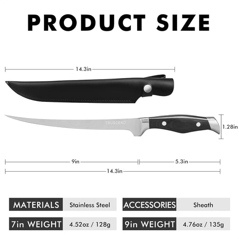 TRUSCEND Boning Knife with Protective Sheath, Razor Sharp Stainless Steel Chef Knives for Boning Filleting Trimming Skinning, Kitchen Cutlery with Ergonomic Anti-slip Handle by TRUSCEND