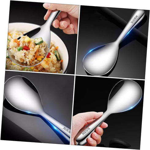 Serving Spoon, Japanese Rice Ice Cream Spoon, Premium 304 Stainless Steel Mini Scoop for Food Home