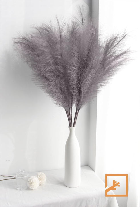 ZIFTY 7-Pcs Faux Pampas Grass, 38"/3.1FT Large Tall Fluffy Artificial Flower for Vase Filler Home Decor (Grey)