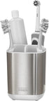Joseph Joseph EasyStore Stainless-Steel Toothbrush Holder Bathroom Storage Countertop Organizer Caddy, Small
