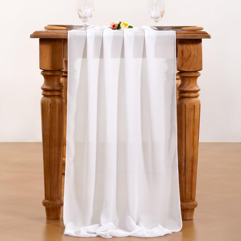 Socomi White Chiffon Table Runner - Easter Spring Boho Rustic 14ft Wedding Runner for Bridal Shower