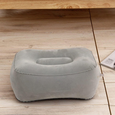 1 Inflatable Travel Foot Rest Pillow, Head Pad, Soft Flocking Pillow, Flights Relax Cushion Ottomans Leg Up with Air