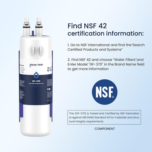 GLACIER FRESH W1029537A Refrigerator Water Filter 1 Pack Compatible with W10295370A, EDR1RXD1, 46-9930