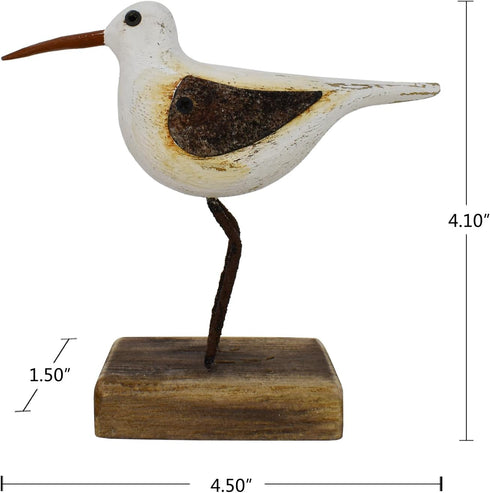 Wooden Sea Birds Decor Wood Seagull Statue Bird Figurines Seabird Statue Standing Seagulls Decorations Coastal Sculpture Nautical Beach Ocean Home Table Garden Yard Lawn Outdoor 4.1 Inch