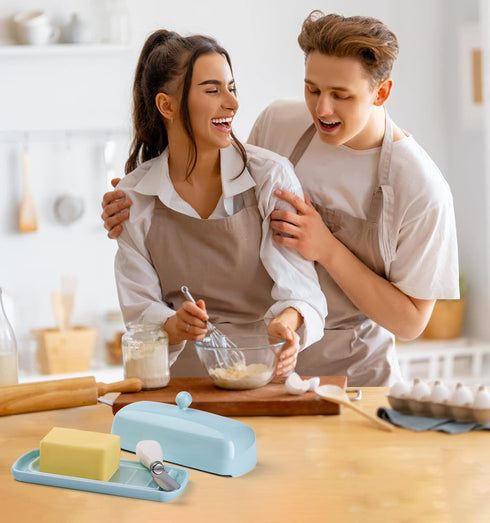 Nucookery Ceramic Butter Dish with Lid | Raised Legs and Non-Slip Strip Design | Porcelain Health | Dishwasher Safe