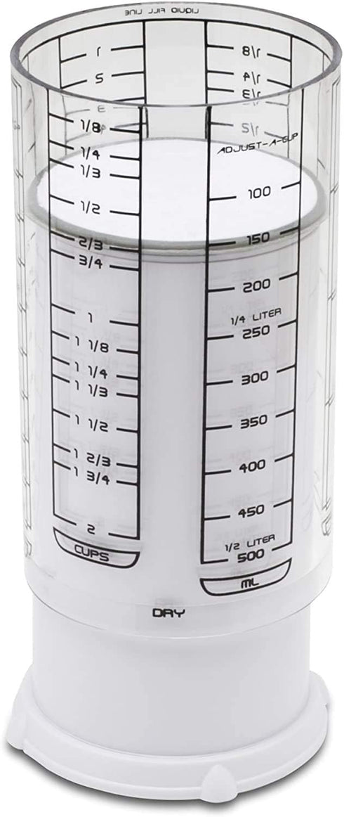 KitchenArt Adjust-A-Cup, 2 Cup, Plastic, White