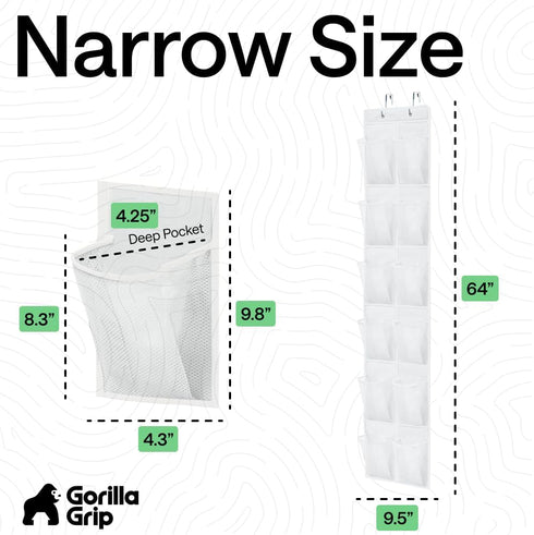 12 2 Closet Closets 64H 9.5W GORILLA GRIP Over the Door Shoe Organizer, Large Breathable Mesh Pockets, Space Saving