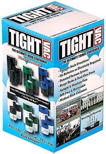 Tightvac Set of 3 Airtight Containers | Multi-use Vacuum Containers for Herbs, Dry Goods, and Food, Blue Caps