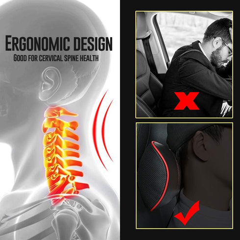 Cushions,100% Set (2 HAOTULE Car Leather Neck Pillows, Neck Rest Memory Foam Cervical Support, Comfortable Travel car