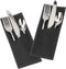 Leather Cutlery Sleeve Utensil Holders, Pouch Bags for Knife and Fork Silverware, 2 Pcs (Black) for Table Decorations