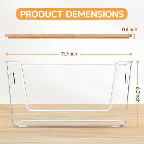 2 Set Counter Pantry Organizer and Storage, Stackable Trash Bag Dispenser Clear Acrylic Kitchen Pantry Baskets