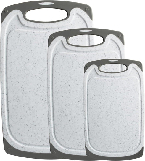 Cutting Board for Kitchen, Large-Small Marble Cutting Boards Set of 3, Non-Slip, Dishwasher Safe (Marble White).
