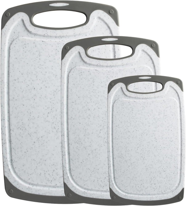 Cutting Board for Kitchen, Large-Small Marble Cutting Boards Set of 3, Non-Slip, Dishwasher Safe (Marble White).