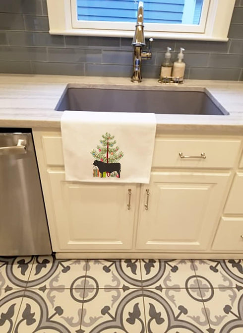 Caroline's Treasures BB9195WTKT Black Angus Cow Christmas Kitchen Towel Set of 2 - Teal Decorative Bathroom Hand Towel