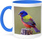 3dRose Painted Bunting Male Bird Perched Mug, 11 oz, Blue